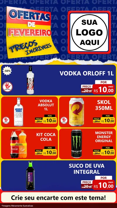 Modelo de TV para TV Vertical com o tema Ofertas de Fevereiro - Preços Incríveis para Distribuidora de bebidas