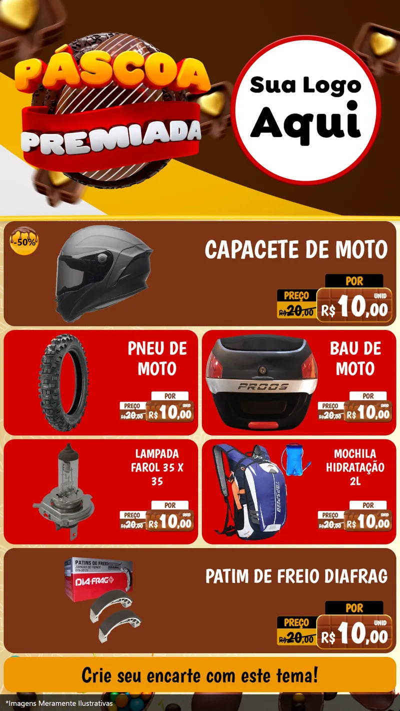 Modelo de TV para TV Vertical com o tema Páscoa Premiada para Moto peças