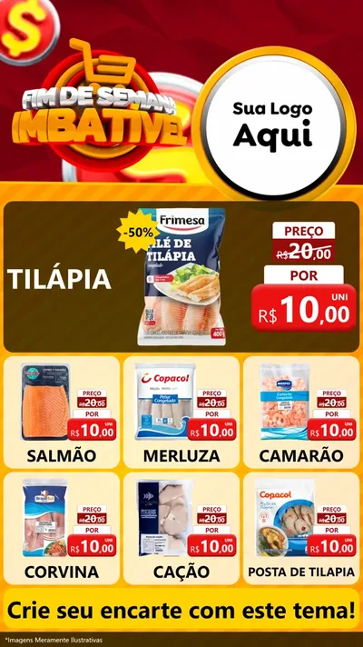 Modelo de Rede Social para Stories com o tema Fim de Semana Imbatível para Peixaria