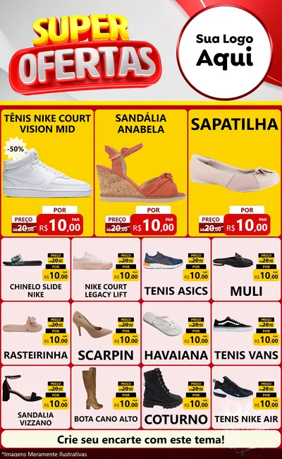 Modelo de Encarte para Encarte Grande com o tema Super Ofertas para Calçados
