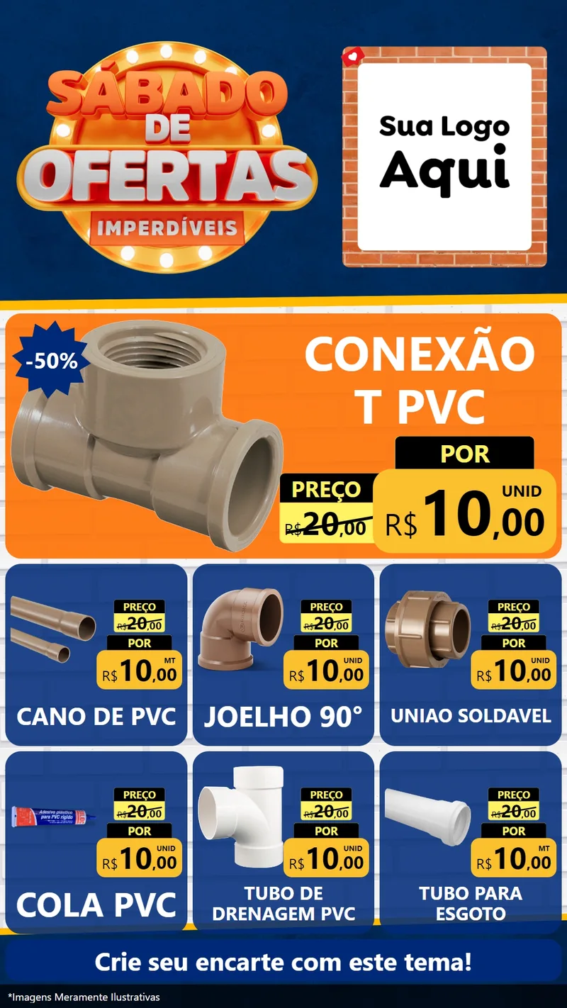 Modelo de Rede Social para Stories com o tema Sábado de Ofertas Imperdíveis para Tubos e conexões