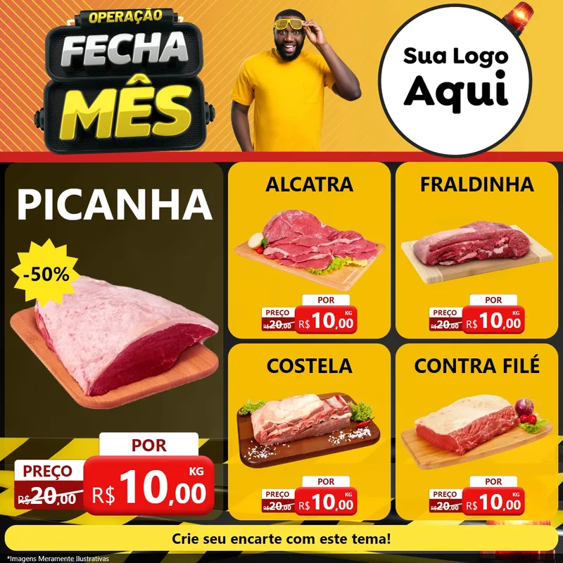 Modelo de Rede Social para Feed Facebook com o tema Operação Fecha Mês para Açougue