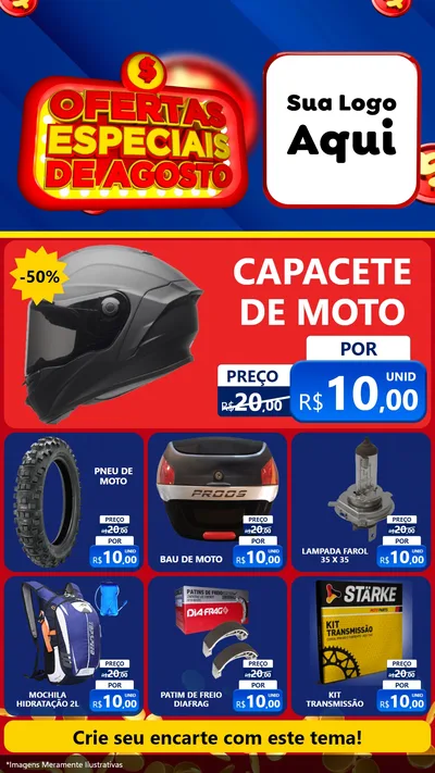 Modelo de Rede Social para Stories com o tema Ofertas Especiais de Agosto para Moto peças