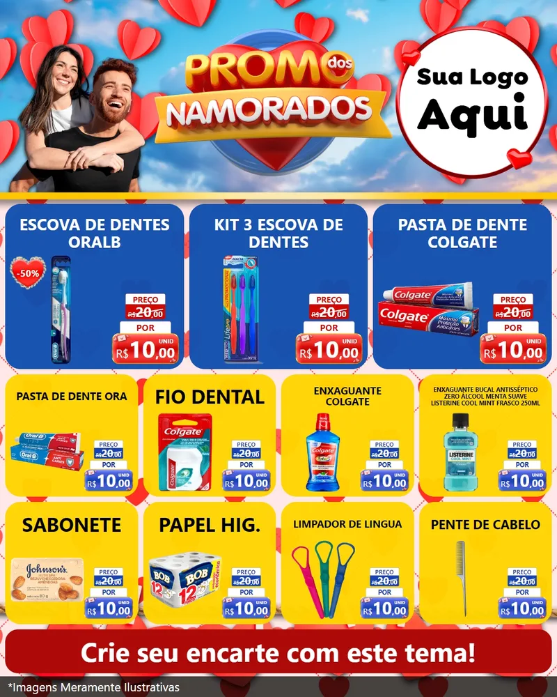 Modelo de Rede Social para Feed Instagram com o tema Promo dos Namorados para Higiene Pessoal