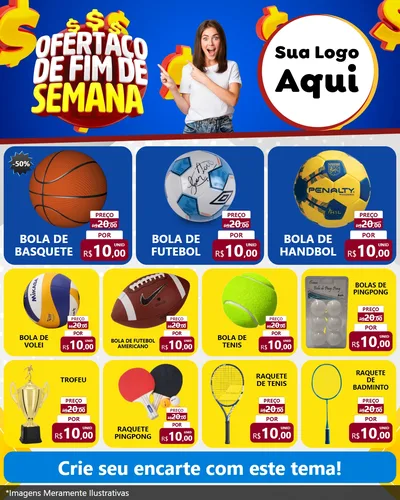 Modelo de Rede Social para Feed Instagram com o tema Ofertaço de Fim de Semana para Artigos Esportivos