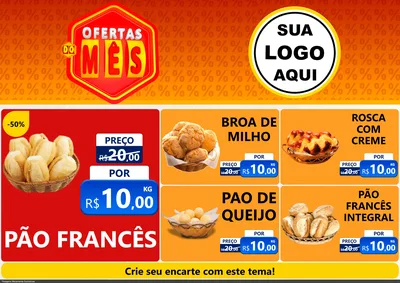Modelo de Encarte para Encarte A4 Horizontal com o tema Ofertas do Mês para Padaria