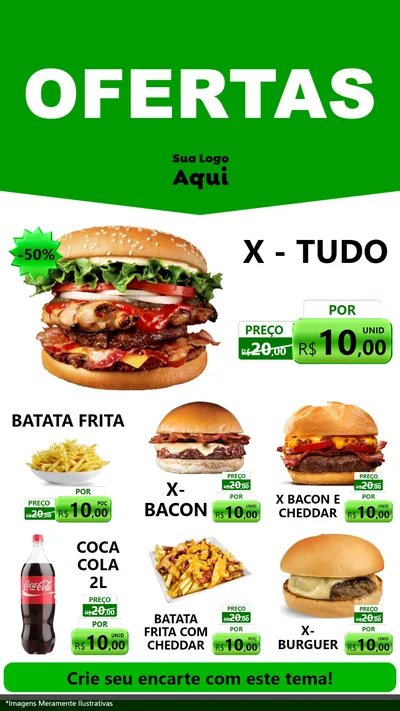 Modelo de Rede Social para Stories com o tema Ofertas Verde Cartaz para Hamburgueria