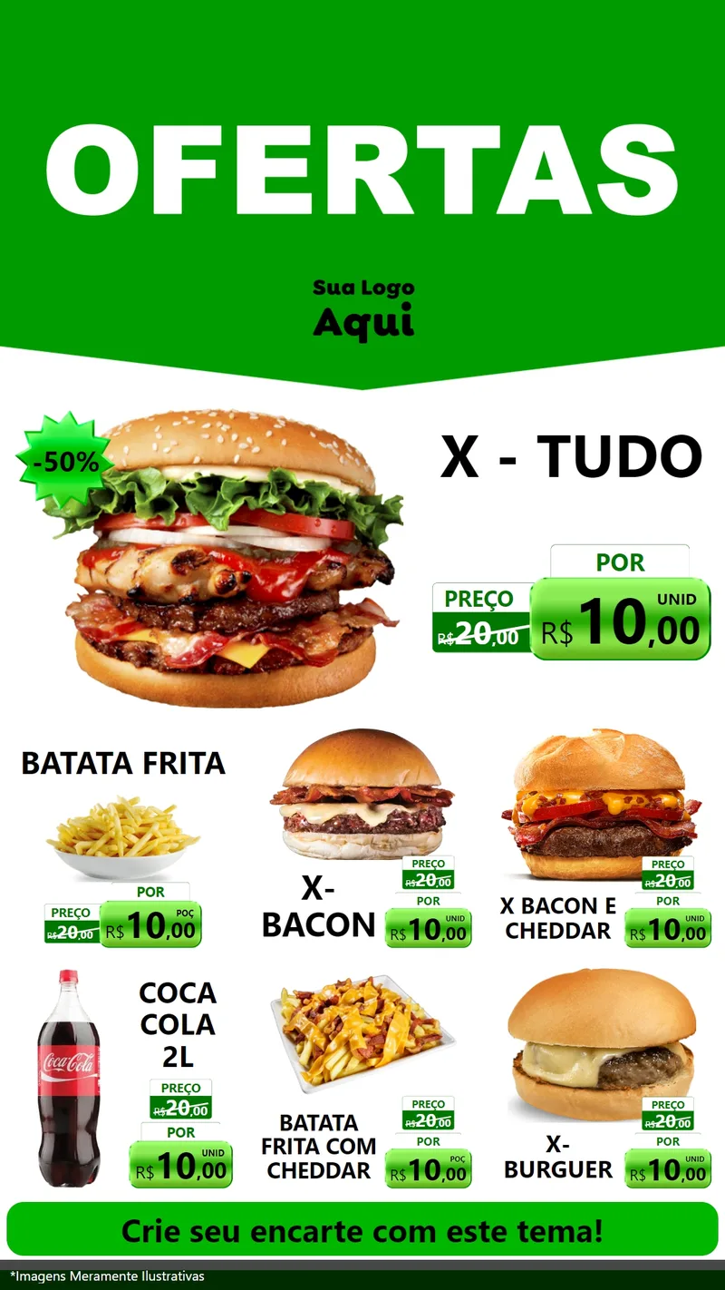 Modelo de Rede Social para Stories com o tema Ofertas Verde Cartaz para Hamburgueria