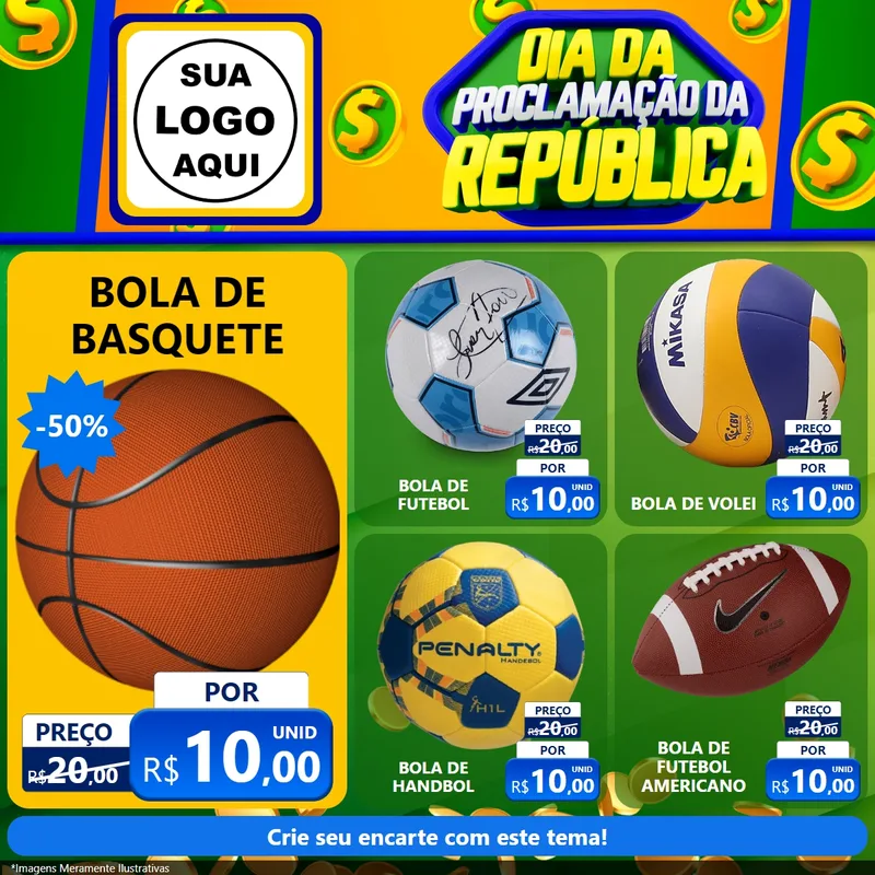 Modelo de Rede Social para Feed Facebook com o tema Dia Da Proclamação da República para Artigos Esportivos