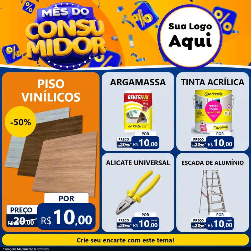 Modelo de Rede Social para Feed Facebook com o tema Mês do Consumidor para Material para Construção