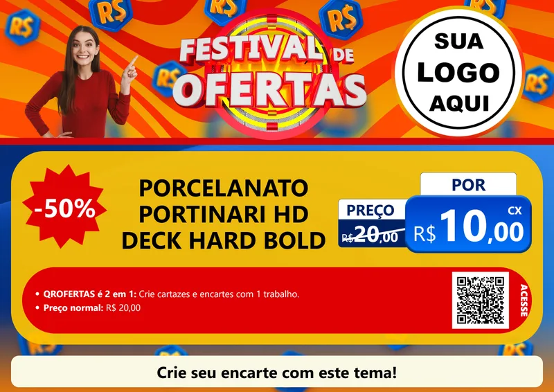 Modelo de Cartaz para Cartaz A4 Horizontal com o tema Festival de Ofertas para Pisos e revestimentos