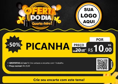 Modelo de Cartaz para Cartaz A4 Horizontal com o tema Oferta do Dia - Quarta Feira! para Açougue