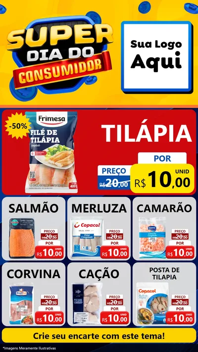 Modelo de Rede Social para Stories com o tema Super Dia do Consumidor para Peixaria