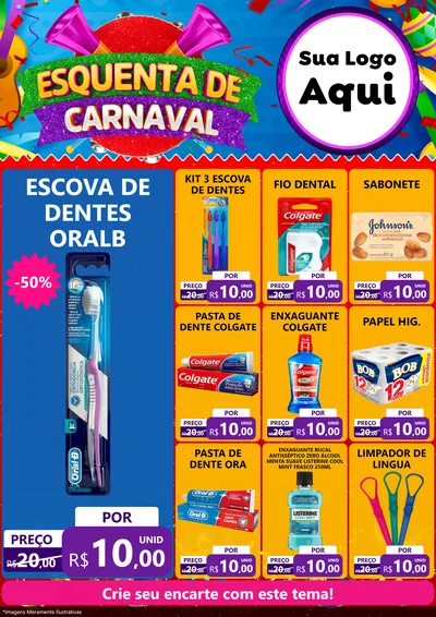 Modelo de Encarte para Encarte A4 Vertical com o tema Esquenta de Carnaval para Higiene Pessoal