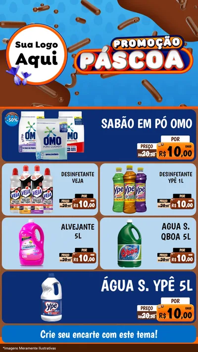 Modelo de TV para TV Vertical com o tema Promoção Páscoa para Produtos de Limpeza