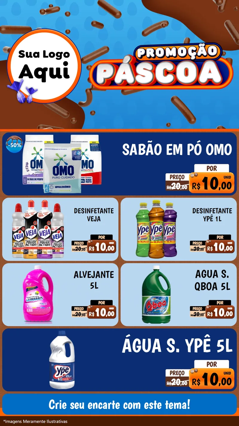 Modelo de TV para TV Vertical com o tema Promoção Páscoa para Produtos de Limpeza