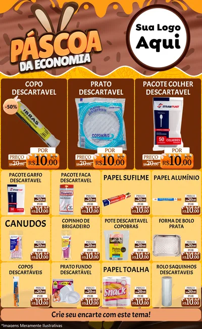 Modelo de Encarte para Encarte Grande com o tema Páscoa da Economia para Embalagens