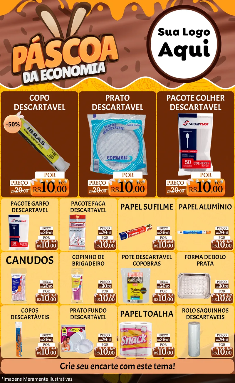 Modelo de Encarte para Encarte Grande com o tema Páscoa da Economia para Embalagens