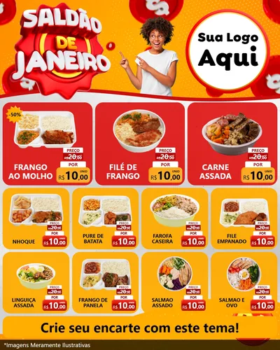 Modelo de Rede Social para Feed Instagram com o tema Saldão de Janeiro para Restaurante