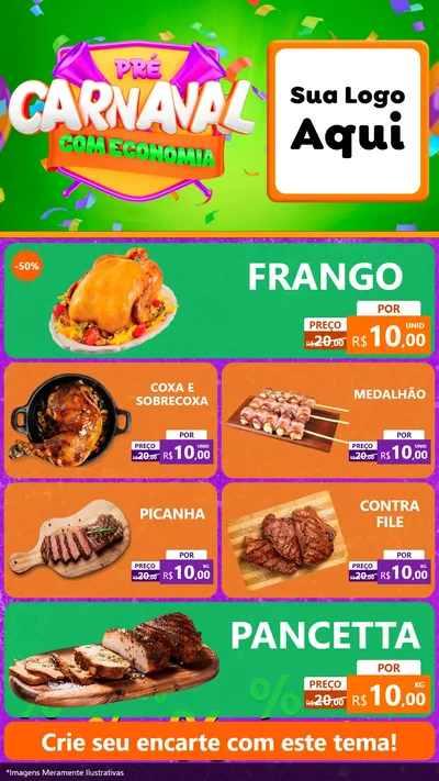 Modelo de TV para TV Vertical com o tema Pré-Carnaval Com Economia para Assados