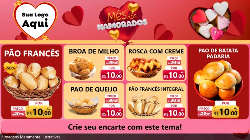 Modelo de TV para TV Horizontal com o tema Mês dos Namorados para Padaria