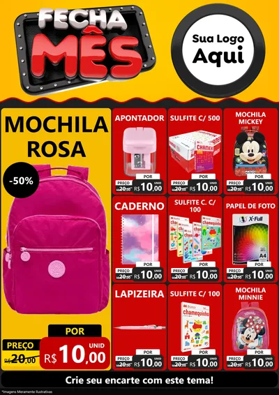 Modelo de Encarte para Encarte A4 Vertical com o tema Fecha Mês para Papelaria