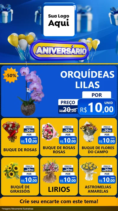 Modelo de Rede Social para Stories com o tema Aniversário para Floricultura e jardim