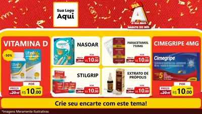 Modelo de TV para TV Horizontal com o tema Dia A o Dia Mais Barato do Mês para Farmácia