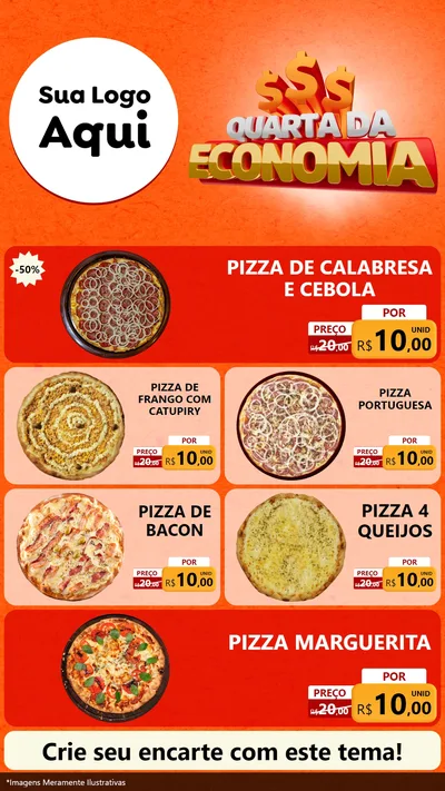 Modelo de TV para TV Vertical com o tema Quarta da Economia para Pizzaria