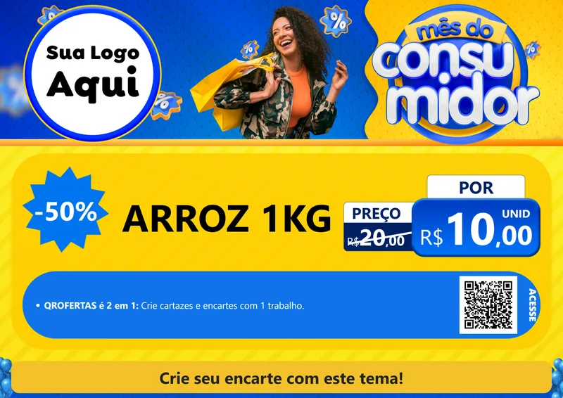 Modelo de Cartaz para Cartaz A4 Horizontal com o tema Mês do Consumidor para Supermercado