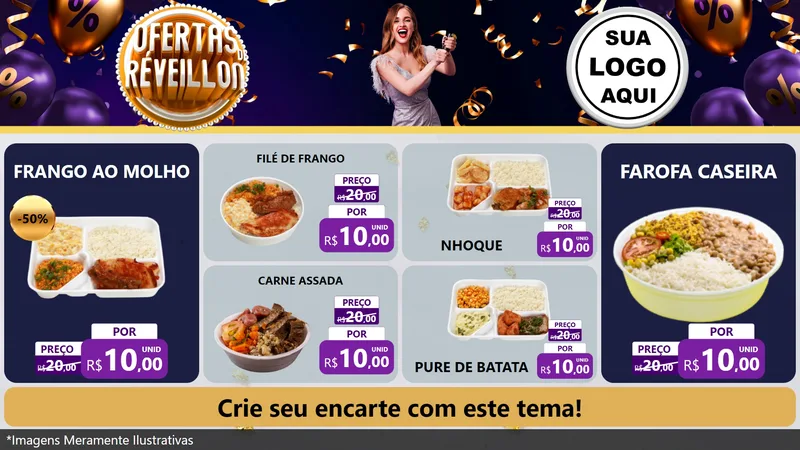 Modelo de TV para TV Horizontal com o tema Ofertas de Réveillon para Restaurante