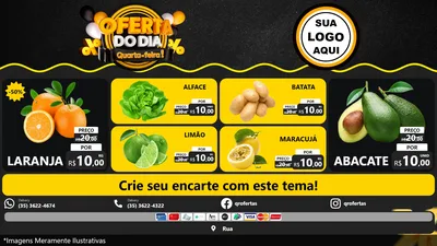 Modelo de TV para TV Horizontal com o tema Oferta do Dia - Quarta Feira! para Hortifrúti