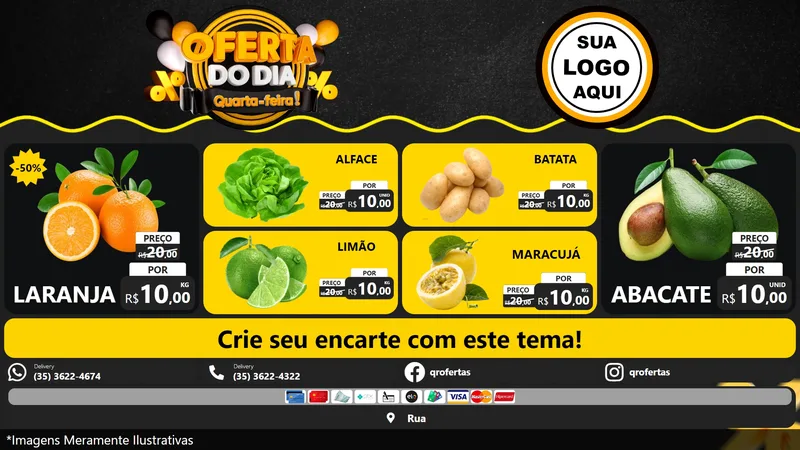 Modelo de TV para TV Horizontal com o tema Oferta do Dia - Quarta Feira! para Hortifrúti