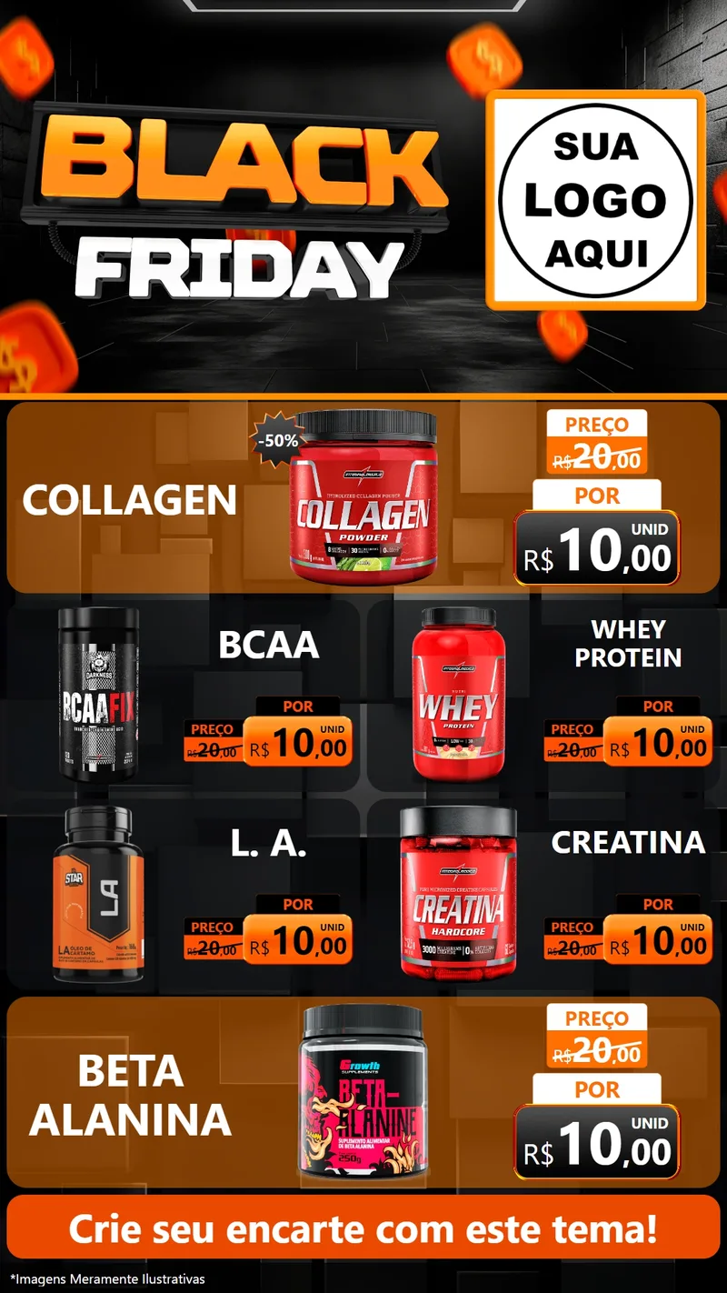 Modelo de TV para TV Vertical com o tema Black Friday para Suplementos alimentares