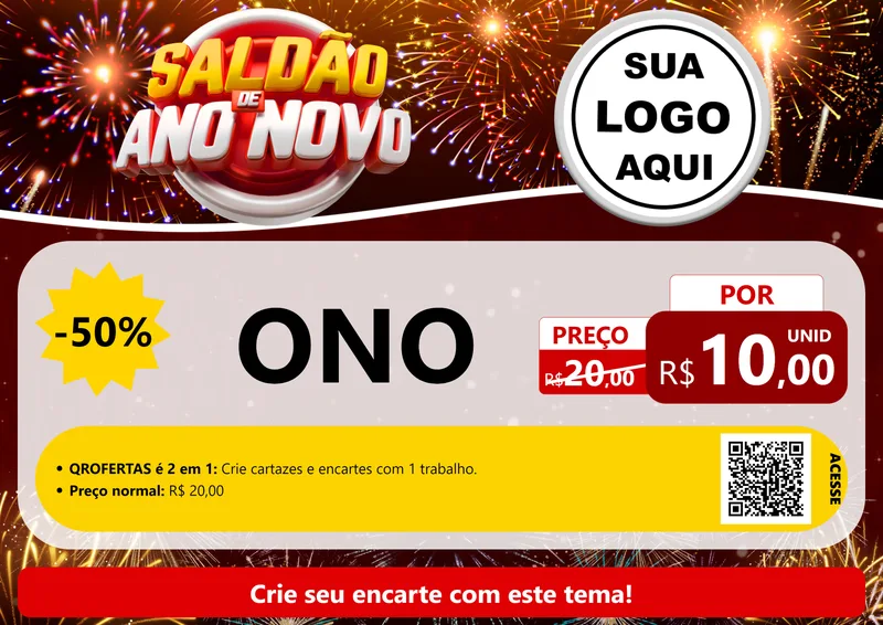 Modelo de Cartaz para Cartaz A4 Horizontal com o tema Saldão de Ano Novo para Óticas