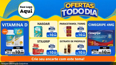 Modelo de TV para TV Horizontal com o tema Ofertas Todo Dia para Farmácia