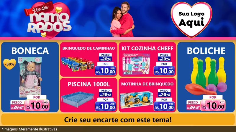 Modelo de TV para TV Horizontal com o tema Dia dos namorados para Brinquedos
