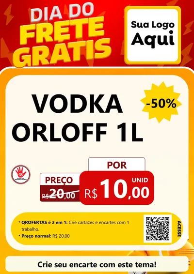 Modelo de Cartaz para Cartaz A4 Vertical com o tema Dia do Frete Grátis para Distribuidora de bebidas