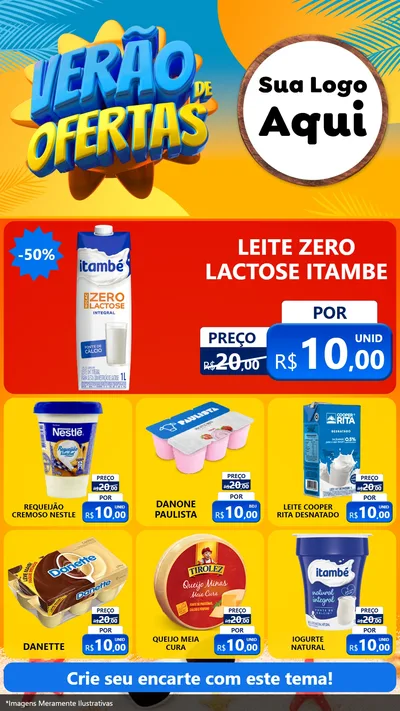 Modelo de Rede Social para Stories com o tema Verão de Ofertas para Frios e Laticínios