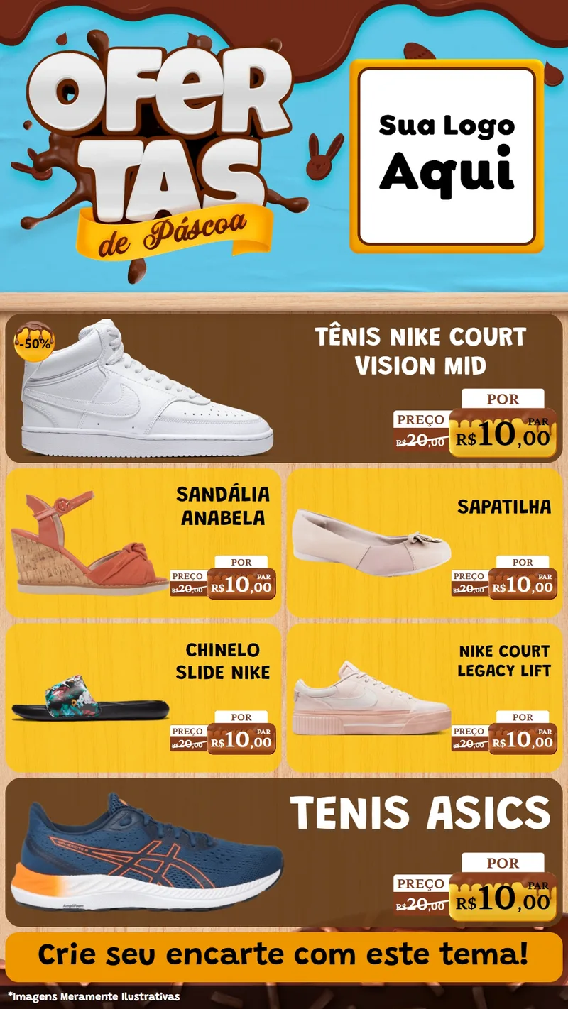 Modelo de TV para TV Vertical com o tema Ofertas de Páscoa para Calçados