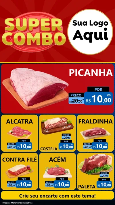 Modelo de Rede Social para Stories com o tema Super Combo para Açougue