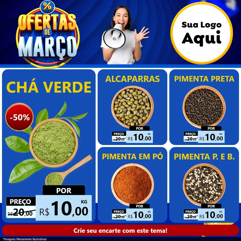 Modelo de Rede Social para Feed Facebook com o tema Ofertas de Março para Produtos Naturais