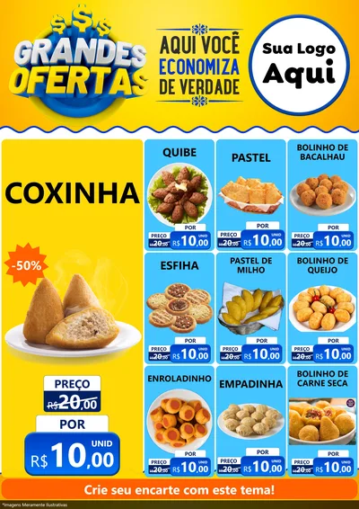 Modelo de Encarte para Encarte A4 Vertical com o tema Grandes Ofertas para Salgadaria