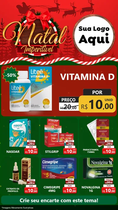 Modelo de Rede Social para Stories com o tema Natal Imperdível para Farmácia