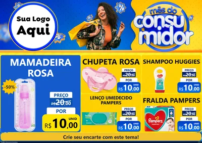 Modelo de Encarte para Encarte A4 Horizontal com o tema Mês do Consumidor para Bebês