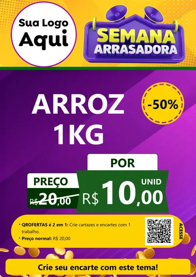 Modelo de Cartaz para Cartaz A4 Vertical com o tema Semana Arrasadora para Supermercado
