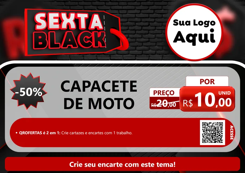 Modelo de Cartaz para Cartaz A4 Horizontal com o tema Sexta Black para Moto peças