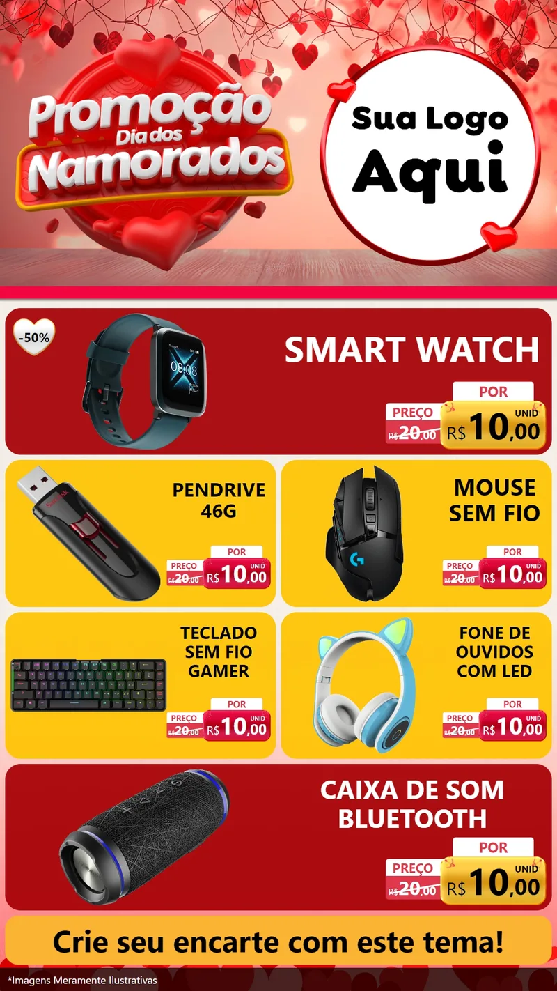 Modelo de TV para TV Vertical com o tema Promoção Dia dos Namorados para Informática