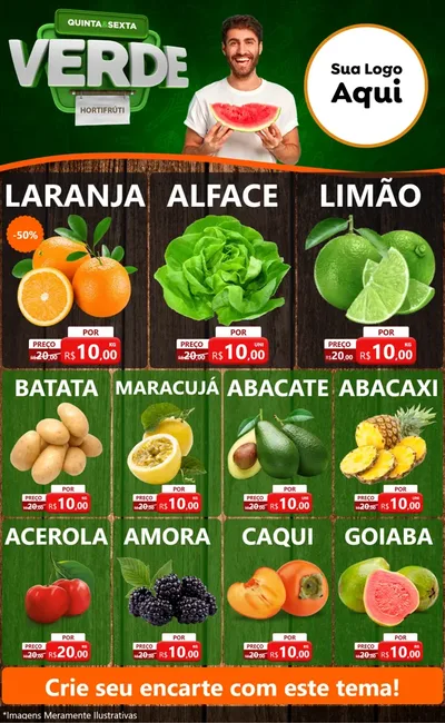Modelo de Encarte para Encarte Grande com o tema Quinta e Sexta Verde para Hortifrúti