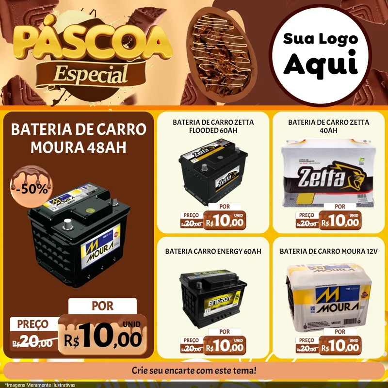 Modelo de Rede Social para Feed Facebook com o tema Páscoa Especial para Baterias Elétricas